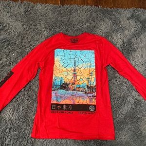 red tokyo japan long sleeve